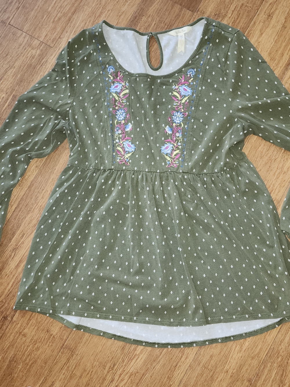 Matilda Jane Olive Green Embroidered Scoop Neck Tunic